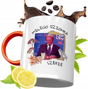 Donald Tusk Narancssárga Bögre Ajándék, fényképes nyomattal