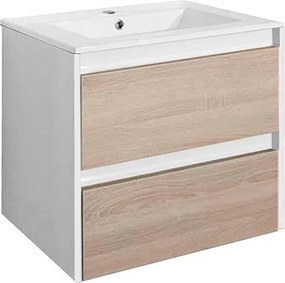 Porto 60 alsó szekrény mosdóval fehér-sonoma tölgy