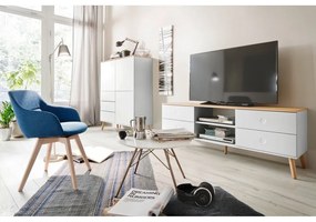 Dot fehér TV-állvány tölgyfa dekorral, szélesség 162 cm - Tenzo