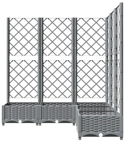 világosszürke PP rácsos kerti ültetőláda 120 x 120 x 121,5 cm