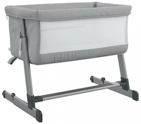 vidaXL világosszürke vászonszövet babaágy matraccal