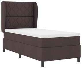 Boxspring Ágy Mattal Sötétbarna Színben, 90x200 cm, Anyag