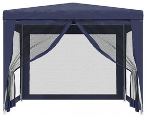 kék HDPE rendezvénysátor 4 hálós oldalfallal 3x3 m