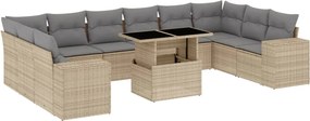 vidaXL 11 részes bézs polyrattan kerti ülőgarnitúra párnákkal