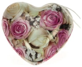 Konyhai kis fémdoboz szív alakú rózsás