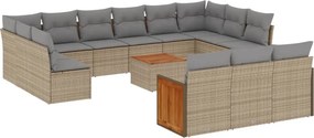 vidaXL 14 részes bézs polyrattan kerti ülőgarnitúra párnával