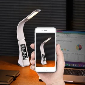 Brilagi - LED Dimmelhető asztali lámpa kijelzővel PELLE LED/7W/230V fehér