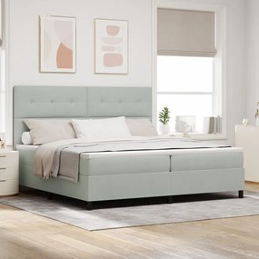 Boxspring Ágy Matraccal Világosszürke 200x200 cm Bársony