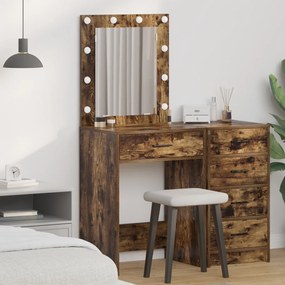 LED világítással rendelkező öltöztető asztal Füstölt tölgy 50x41x135 cm