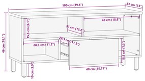 TV állvány 100x33,5x46 cm Tömör akácfából