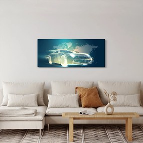 Geometriai formákból készült autó képe (120x50 cm)