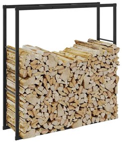 fekete acél tűzifatároló 110x30x116 cm