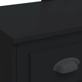 fekete fésülködőasztal LED-lámpákkal 130 x 50 x 132,5 cm