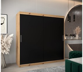 Ruhásszekrény 200 cm Toki (artisan tölgy + matt fekete). 1064854