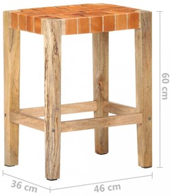 2 db barna valódi bőr bárszék 60 cm