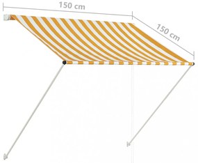 feltekerhető sárga és fehér napellenző 100 x 150 cm