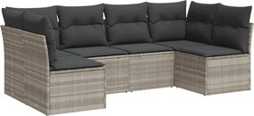 vidaXL 6 részes világosszürke polyrattan kerti ülőgarnitúra párnákkal