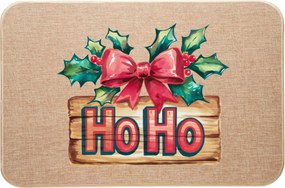 Karácsonyi lenvászon Lábtörlő dekoratív Ho Ho nyomtatással