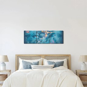 Kép - Sellő delfinekkel (órával) (90x30 cm)