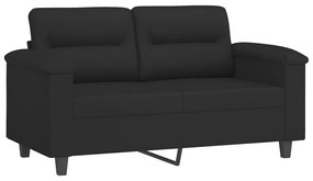 2 személyes fekete mikroszálas szövetkanapé párnákkal 120 cm