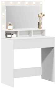 Sminkasztal LED Fényekkel, Fehér - 79x41x135 cm