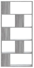 5 szintes szürke sonoma színű fa könyvespolc 80,5x23,5x162,5 cm