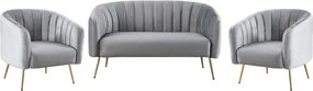 Design fotel, szürke Velvet szövet/gold króm-arany, BAGY