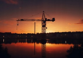 Poszter 100x70cm Alkonyat a daru felett