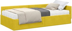vidaXL Sarok Ágykeret Matraccal Egyéb fejtámlával 2 pcs Zöld Bársony