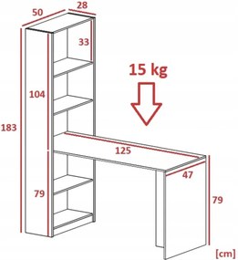 KF KELLY R1 íróasztal polcos szekrénnyel - sonoma tölgy
