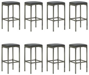 9 részes szürke polyrattan kerti bárszett párnákkal
