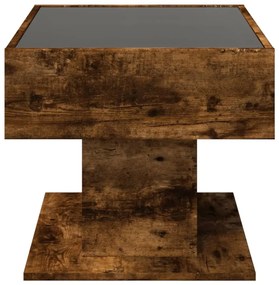 füstös tölgy szerelt fa dohányzóasztal LED-del 70 x 50 x 45 cm