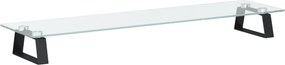 vidaXL fekete edzett üveg és fém monitorállvány 80 x 20 x 8 cm