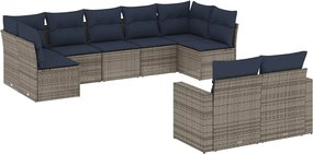 vidaXL 9 részes szürke polyrattan kerti ülőgarnitúra párnával