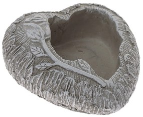 Beton kerti edény Szív ágacskával szürke, 16 x 6,5cm