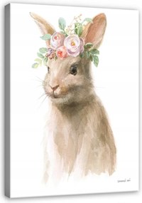 Vászonkép 80x120 Akvarell nyúl koszorú tavasz finom gyerekszoba