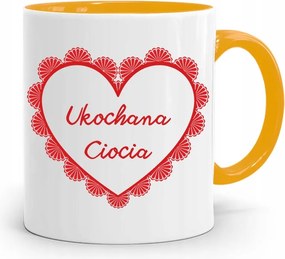 Sárga Bögre Ajándék Nagynéninek Szeretett Nagynéni Nyomtatott Fényképpel