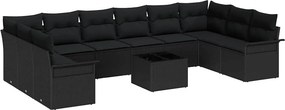 vidaXL Kerti Kanapé Szett párnával tárolóval 11 pcs Bézs Poli rattan
