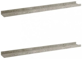 2 db betonszürke fali polc 80 x 9 x 3 cm