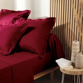 Piros gumis bio pamut lepedő 90x190 cm Biolina – douceur d'intérieur
