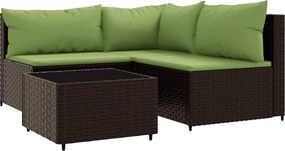 vidaXL 4 részes barna polyrattan kerti ülőgarnitúra párnákkal