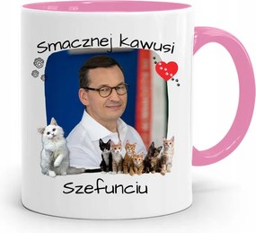Rózsaszín Politikai Bögre Mateusz Morawiecki Miniszterelnök fényképes nyomtatással