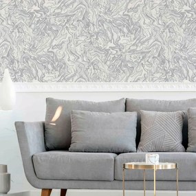 Arthouse Signature 1 Liquid Marble fehér-szürke márvány mintás fémhatású papír tapéta – 693901
