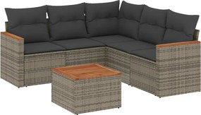 vidaXL 6 részes szürke polyrattan kerti ülőgarnitúra párnákkal