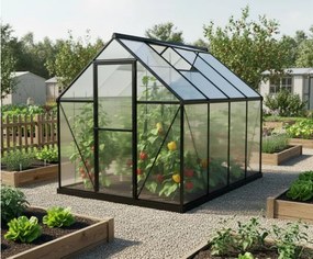 üvegház LANITPLAST SARANA 6x8 PC 4 mm fekete színű LG4334
