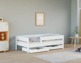 Gyerekágy biztonsági akadállyal, fehér, 80x160, MIX