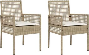 vidaXL Kerti Szék párnával 2 pcs Bézs 55 x 53 x 85 cm polirattan