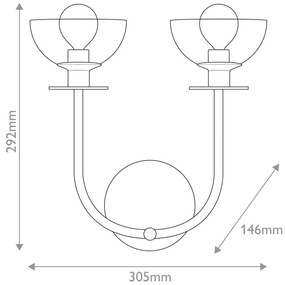 Alora Mood ALM-SYLVIA-2WB-BK-CL - SYLVIA fali lámpa 2xE14/40W/230V fekete