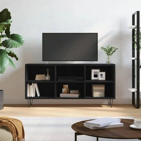 Fekete szerelt fa TV-szekrény 103,5x30x50 cm