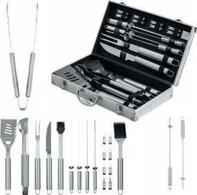 Grill evőeszköz készlet Grill Meister 18 El. Rozsdamentes Acél Bőrönd